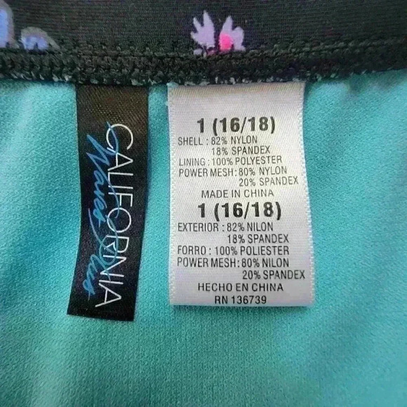 California Waves Plus Fly Away Black Multi Bikini Bottom Size 16/18 Butterfly - Picture 7 of 8